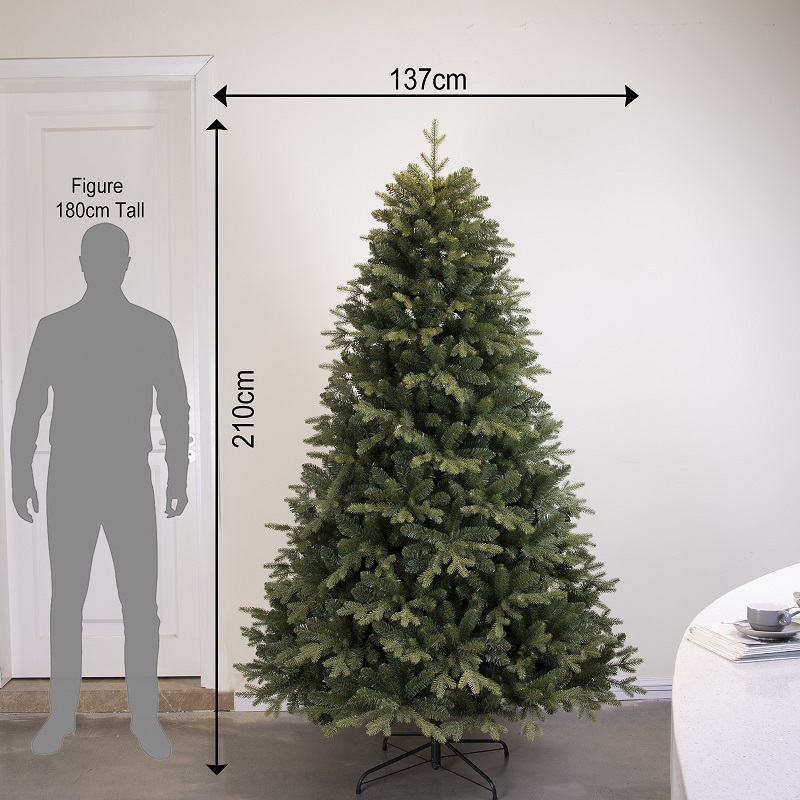 PINEFIELDS Life-like Christmas Tree 7FT, Artificial Christmas Tree Realistic Looking, PE Mixed Xmas Tree, Hinge, Metal Base