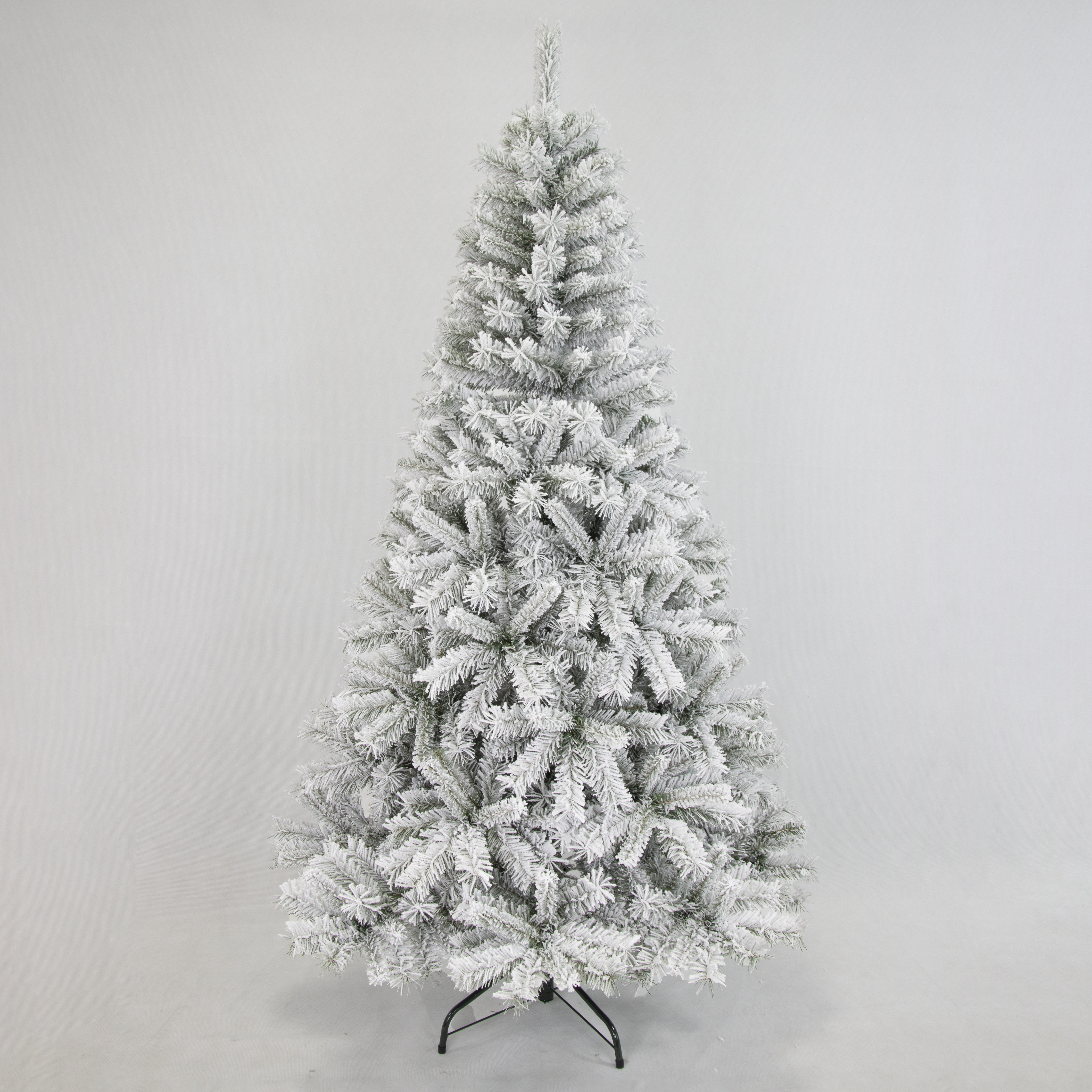 PINEFIELDS Flocked Christmas Tree 6FT, Artificial Christmas Tree with Snow, PVC Christmas Tree, Hinge, Metal Base